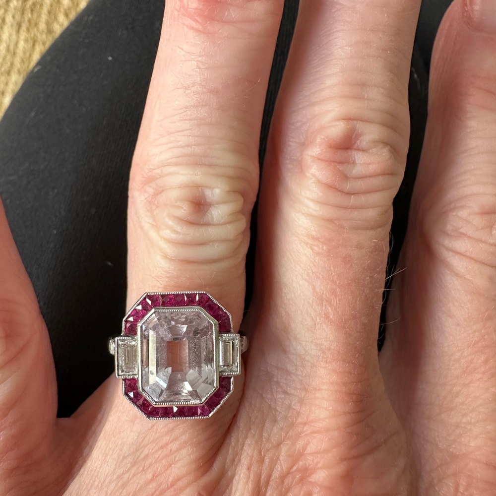 4.18 ct Kunzite Halo Belfort Ring - Picture 6 of 8